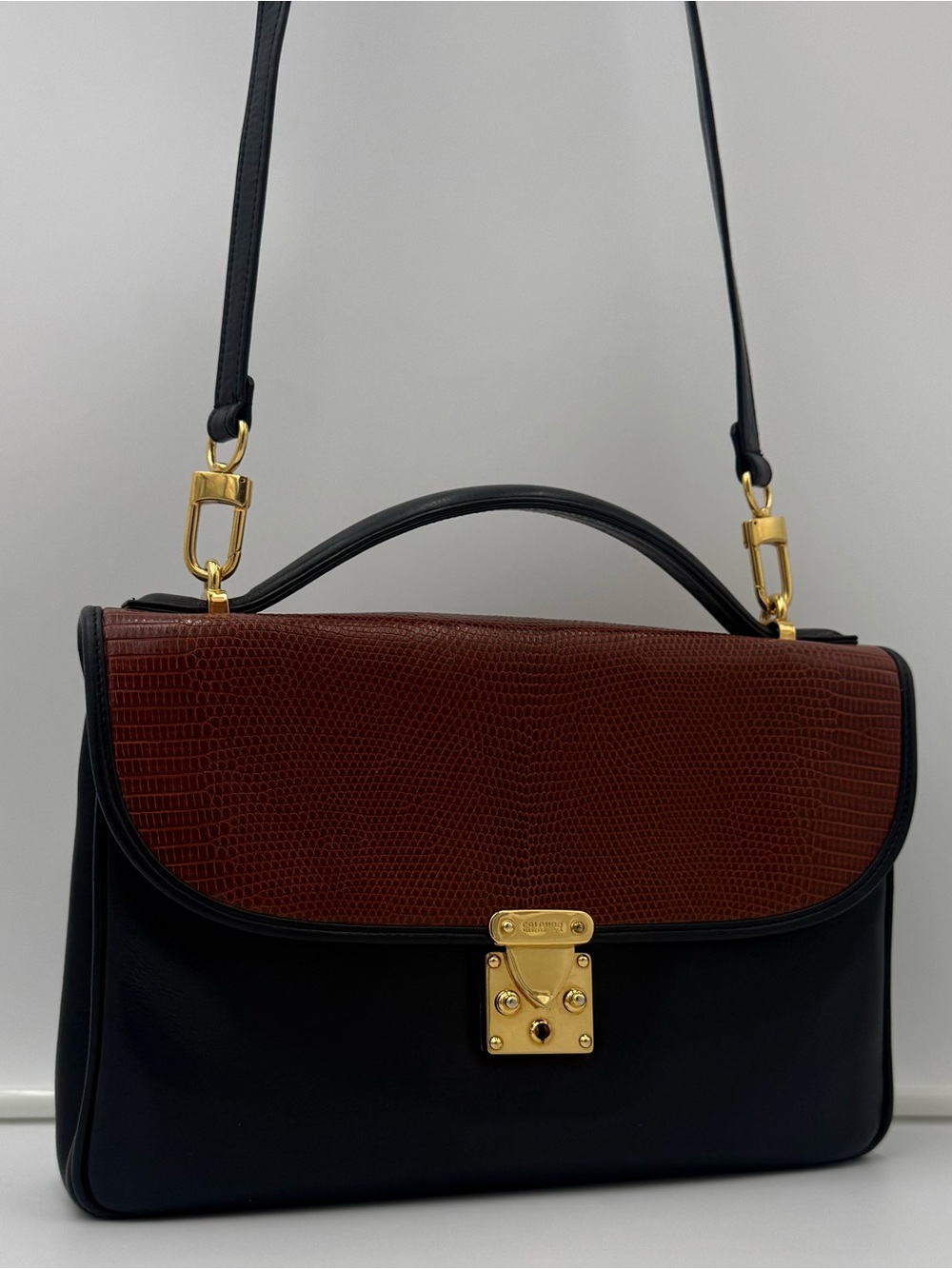 🦎COLOMBO 1937 MILANO Exotic LIZARD Pochette Métis 27 Crossbody Bag Made in ITALY